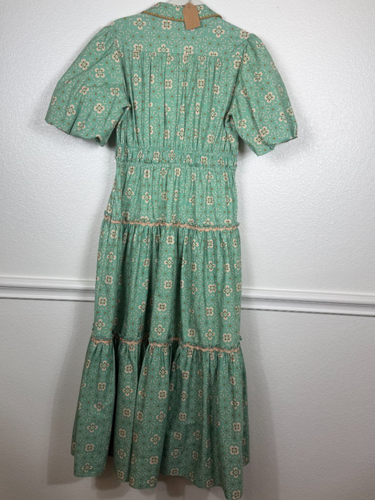 Brooks Ave Long Green Floral Dress Banyan Street Puff Sleeve Dress — image 7 of 8
